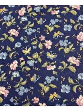 30x30" Blue Floral & Butterfly Cotton Fabric Small Print Material Crafts